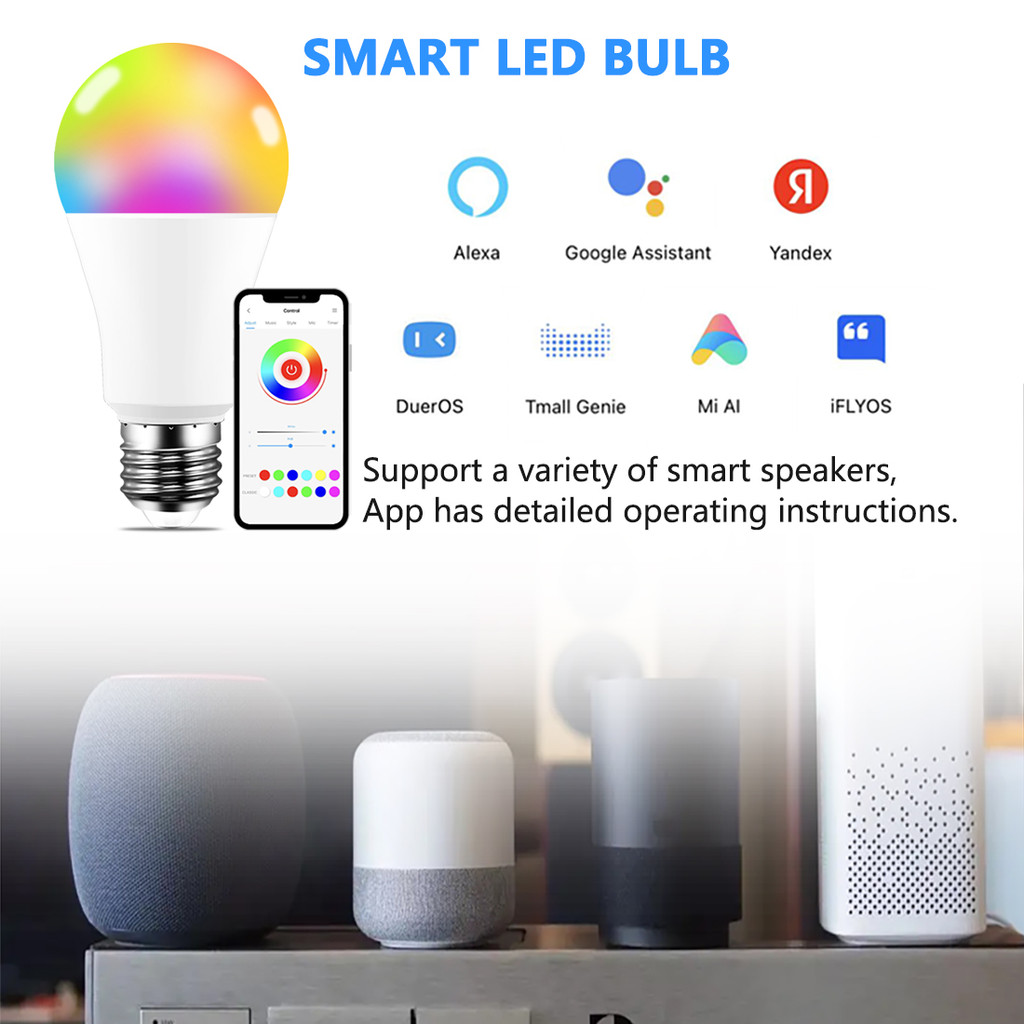 Smart LED Light WiFi Neon Lamp Voice Work With Alexa Alice Google Home RGBW Bulb E27 E14 B22 Dimmabl