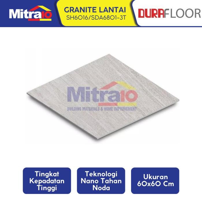 Lansungkirim- Durafloor Granit Lantai 60X60 Tekstur Rustic Abu Abu Glazed Sh6016