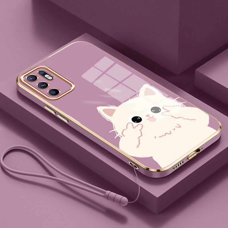 Casing Untuk OPPO Reno 6 4G Reno 6 5G Case Casing HP Softcase Tali gantungan berlapis silikon mewah 