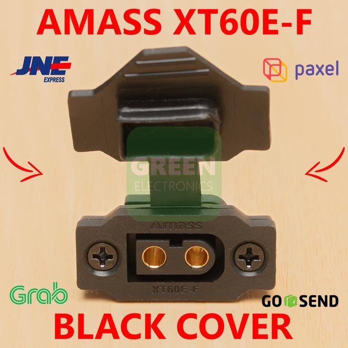 AMASS BLACK XT60E XT60E-F FEMALE MOUNTABLE HIGH POWER CONNECTOR PLUG SOCKET KONEKTOR TANAM DRONE EV