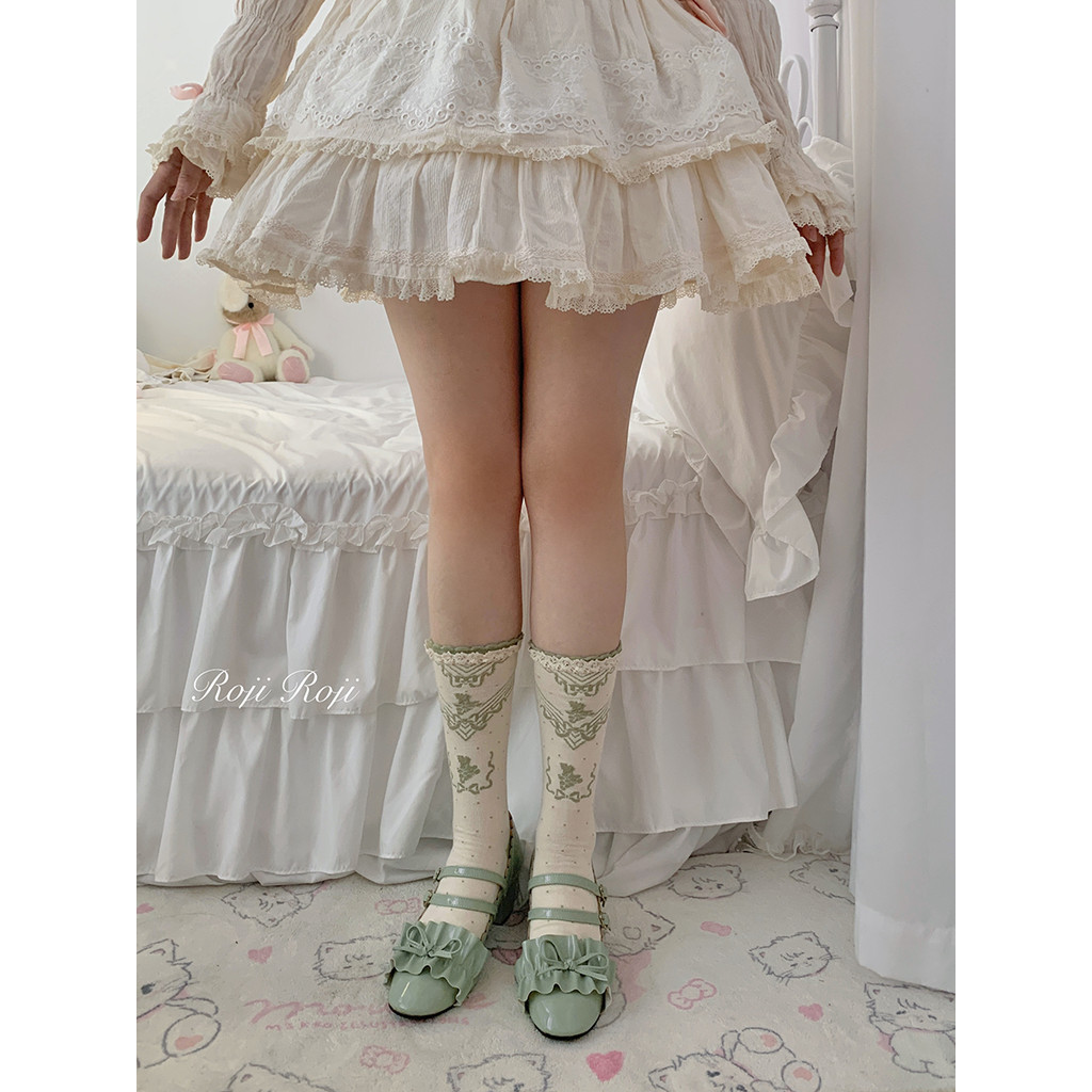 Original Grapevine Lolita Socks For Women Spring/Summer Pure Cotton Bow Skinny Leg Socks Lolita Sun