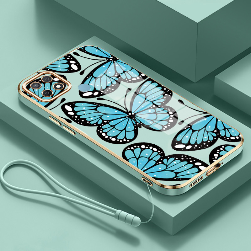 Casing Untuk OPPO A15 A15s A35 4G Case Casing HP Softcase Tali gantungan berlapis silikon mewah Kasi