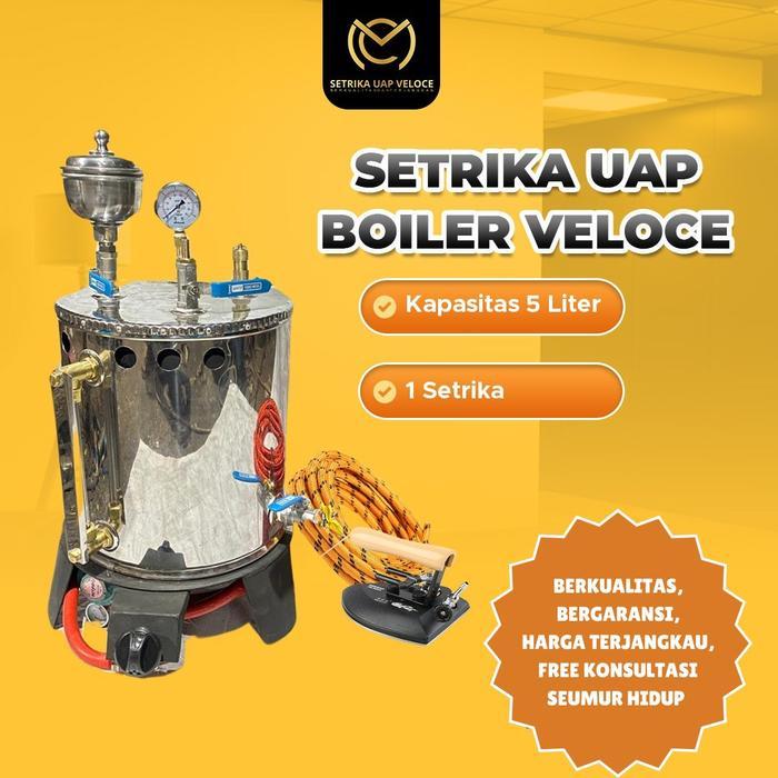 Setrika Uap Laundry kapasitas 5 liter Setrika Uap boiler gas tanpa listrik - Satu set lengkap
