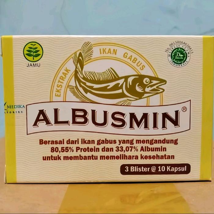 IKAN GABUS / EKSTRAK IKAN GABUS - ALBUSMIN 1 BOX ISI 30 KAPSUL - TINGGI PROTEIN & ALBUMIN -
