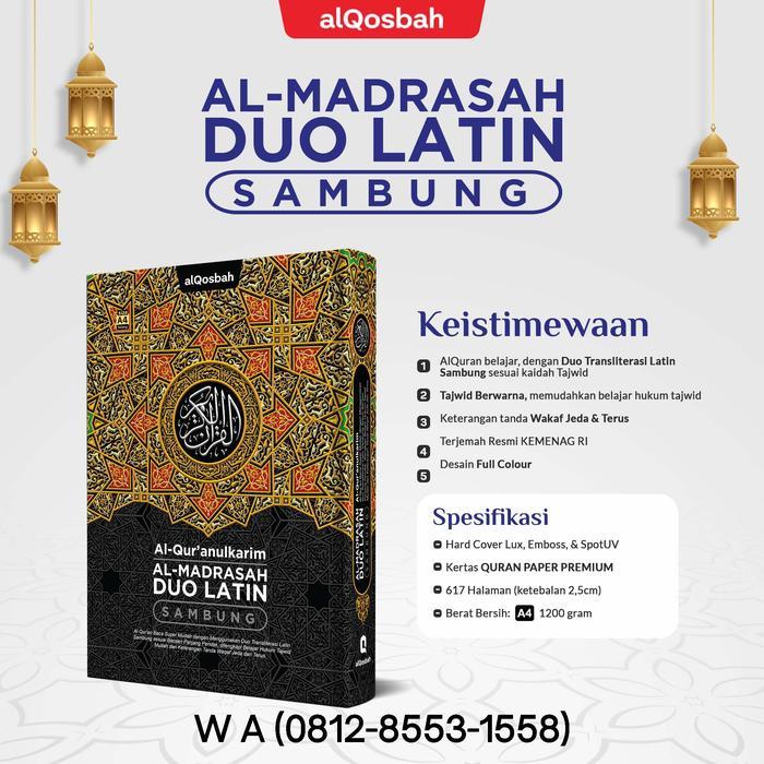 Terbaru Alquran Al-Madrasah Duo Latin Ukuran A4, Al Quran Tajwid Duo Latin Sambung