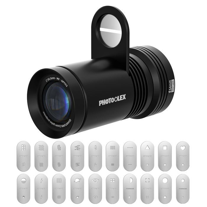 PHOTOOLEX QUANTUMN Zoom Gobo Projector III Aksesori Lampu Proyeksi Kreatif, 20 Pola Cahaya,