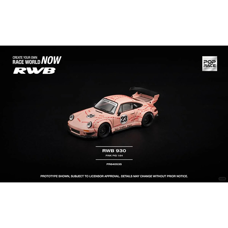 New Xcartoys 1:64 Porsche Rwb 930 Pink Pig Simulation Alloy Die-Casting Car Model Collection And