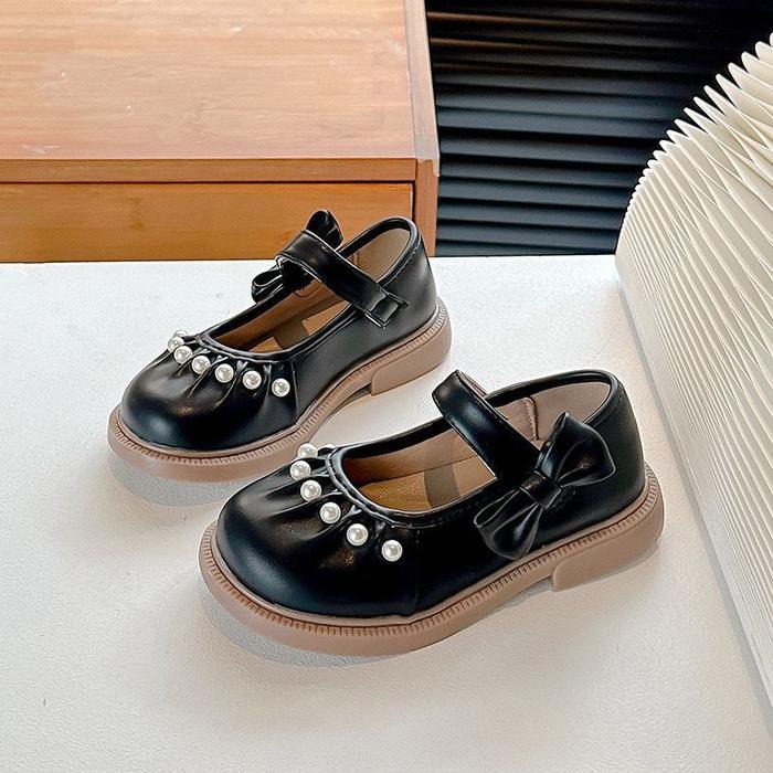 (LOLI-JKT) SP- PMR SEPATU ANAK KULIT MUTIARA LOAFERS ELASTIS SIZE 26-36 - Hitam, 26