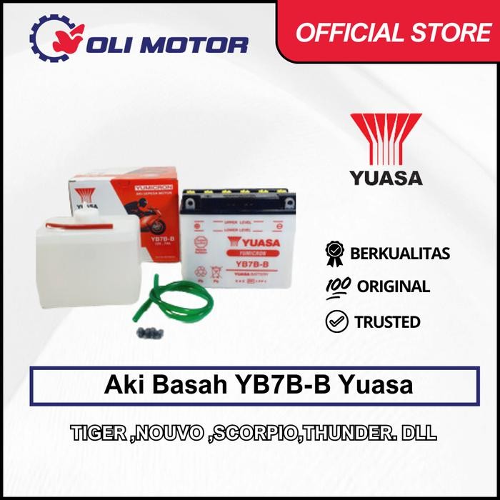 Aki Accu Basah Motor Yb7B-B-Ba Scorpio-Z Tiger Mega Pro Nouvo Yuasa
