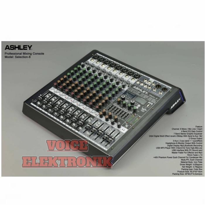 Mixer Ashley selection 8 Original 8 Channel Bluetooth USB New Model