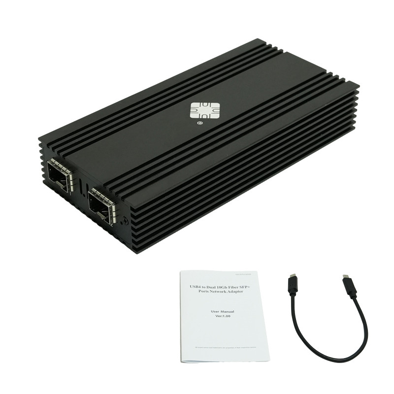 New Usb4.0 To Dual Fiber Sfp+ Ethernet Network Adapter 82599Es Chip Usb4 10G Sfp Nic Compatible With