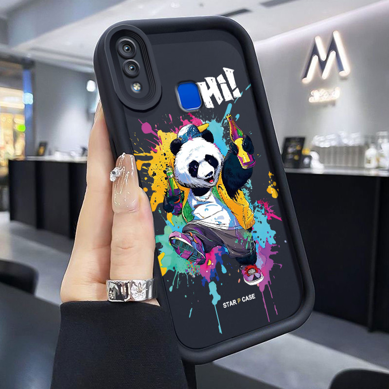 Casing Hp VIVO Y95 Y93 Y93s Y91 Y91i Case Casing Lukisan Minyak Panda pola HP Kasing Silikon Softcas