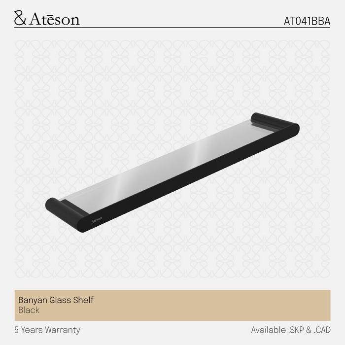 ATESON AT041BBA Rak Kaca Aksesoris Kamar Mandi Hitam