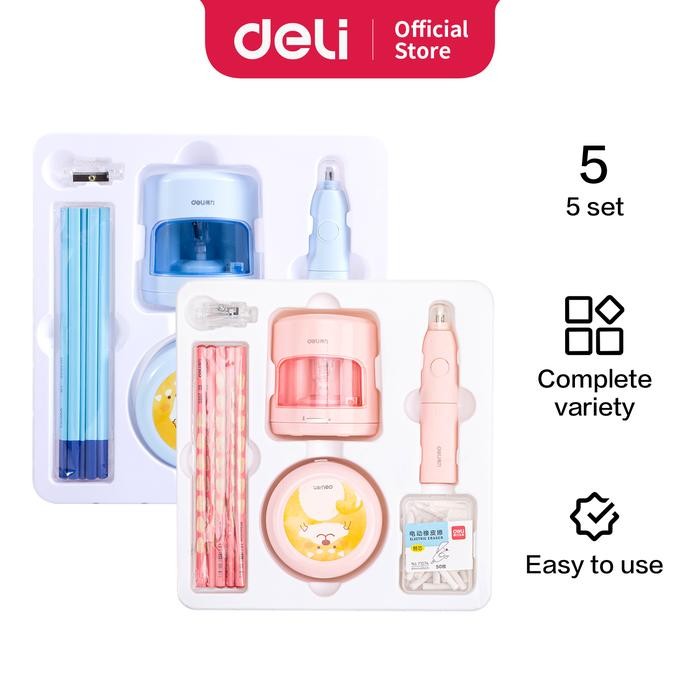 

Deli Electric Stationery Set / Set Alat Tulis Elektrik Rautan Penghapus Vacuum Pensil 5 In 1 33303