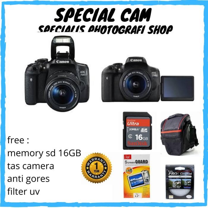 CAMERA CANON EOS 750D KIT 18-55MM / CANON 750D KIT 18-55MM Shopeseler