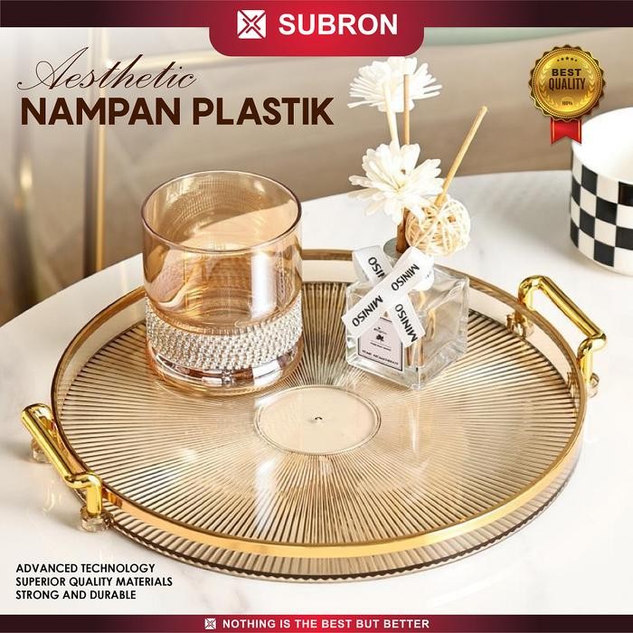 SUBRON Nampan Plastik Bulat Kotak Persegi Aesthetic Transparan Tray