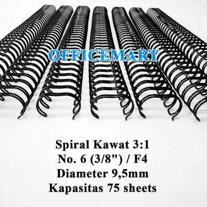 

SPIRAL KAWAT F4 3:1 NO. 6 (3/8") JBI - HITAM (BOX ISI 100 BATANG) - SPIRAL BINDER BUKU