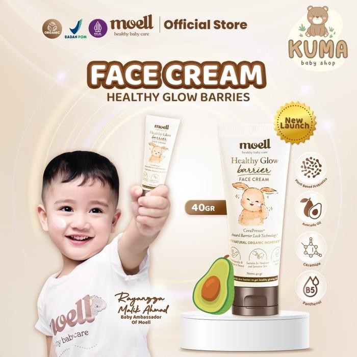 Terbaik Moell Face Cream 40Gr Healthy Glow Barrier Face Cream - Pelembab Wajah Bayi - Plant Based