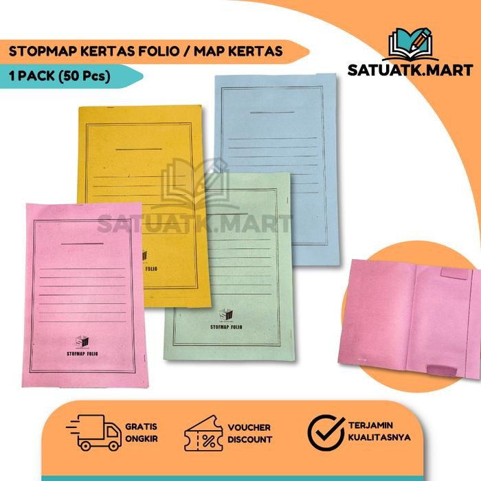 

New Stopmap Kertas Folio 1 Pak Isi 50 Pcs Map Kertas Arsip Kantor/Sekolah