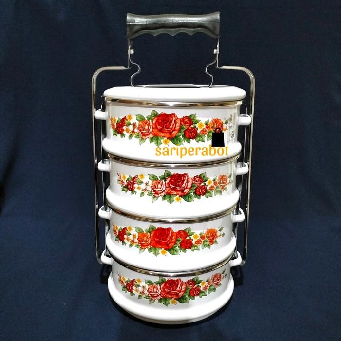 Rantang Enamel Susun 4 Jumbo Maspion Panda 16 Cm
