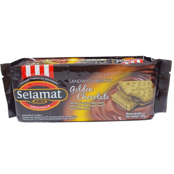

S23186 SELAMAT GOLDEN CHOCOLATE SANDWICH BISCUIT 88GR MAJU BERSAMA (20250915)
