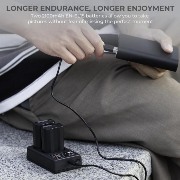 Spesial Knf Concept En El15 Battery Charger Kit For Nikon Z6 Z7 D780 D850 D810 V1 D800 D760 D610