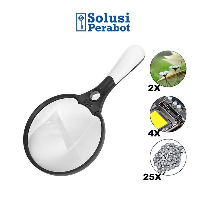 

SALE Kaca Pembesar 3 LED 2X 4X 25X 137mm AE60 SP / Lup Lensa 3 Lampu