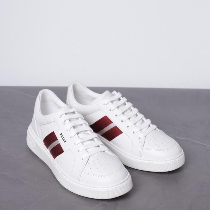 Ready Bally Men Moony Sneakers In White Leather With Striped