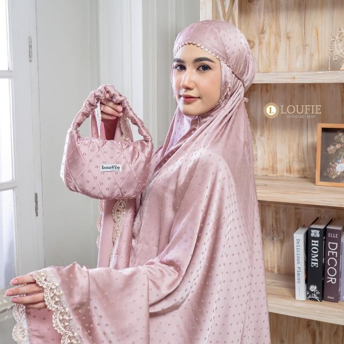 Pilihan- Loufie - Mukena Dewasa Silk Uragiri 2 In 1 Renda Ayzara Mewah