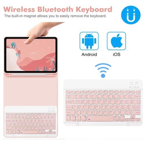 IPad Generasi 10 10th Gen 10.9 Inch 2022 Bluetooth Keyboard Case Pink