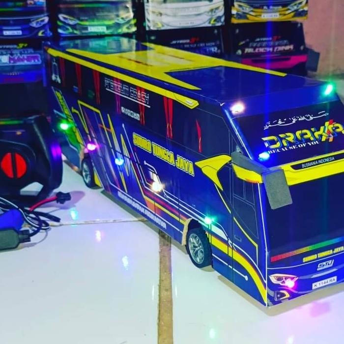 Pilihan- Miniatur Bus Remot Stj Draka Full Lampu Teloelet Basuri Control Remote