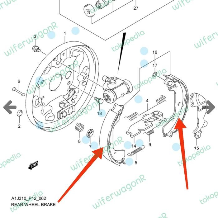 Kampas rem brake shoe wagon R set