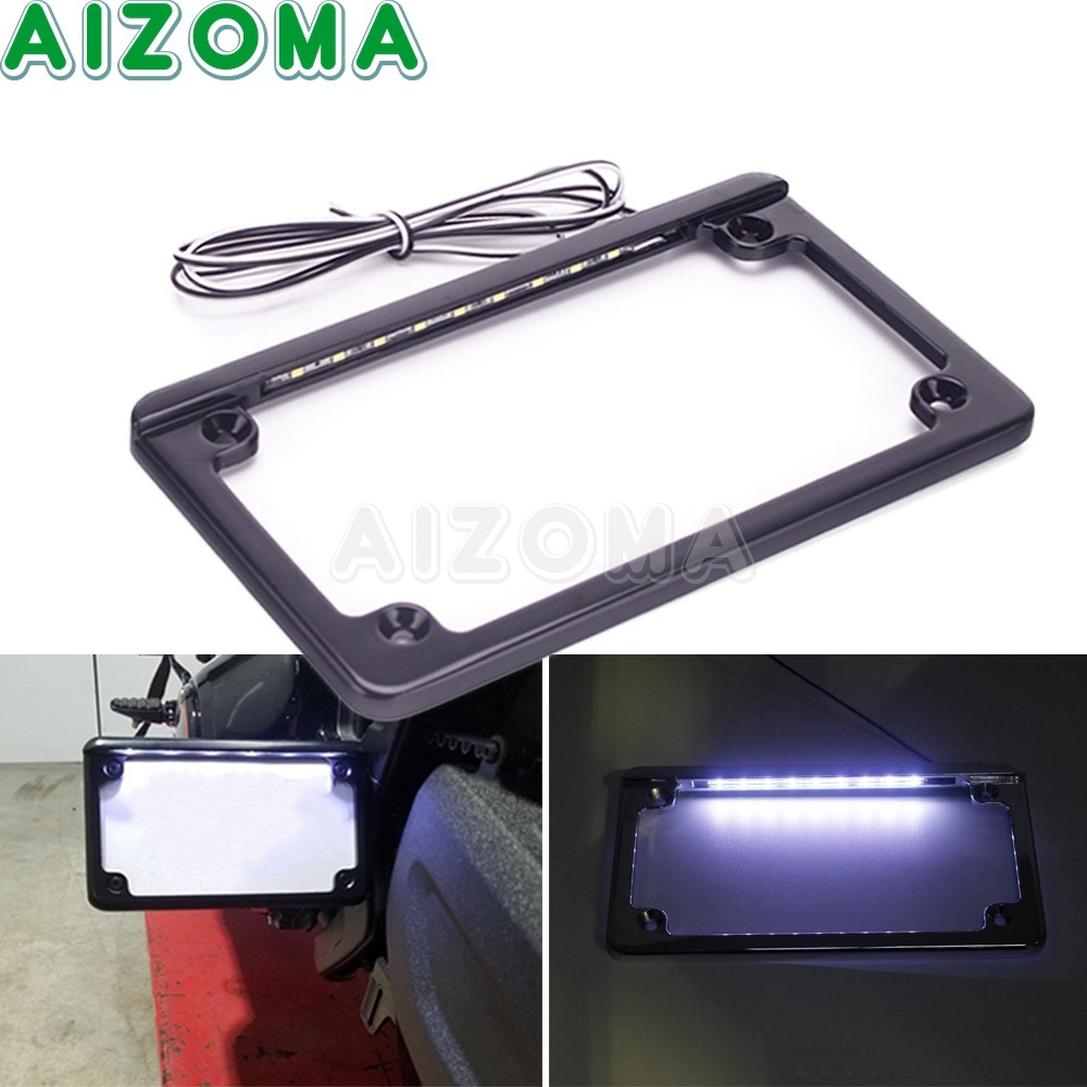 Cafe Racer Motorcycle LED Lighting License Plate Frame Holder Auto