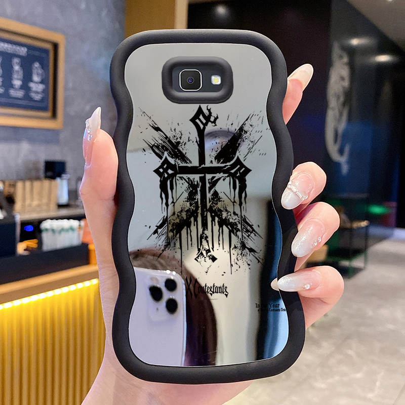 Casing Untuk Samsung J7 Prime Case Casing Salib Graffiti Pola HP Cesing Macaron Kasing Mirror Siliko