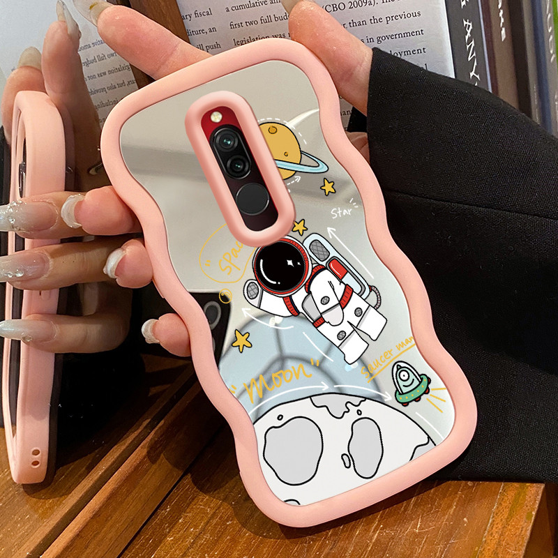 Casing HP Untuk Xiaomi Redmi 8 Case Astronot NASA Macaron Softcase Silikon Kasing Cream Gelombang Pe