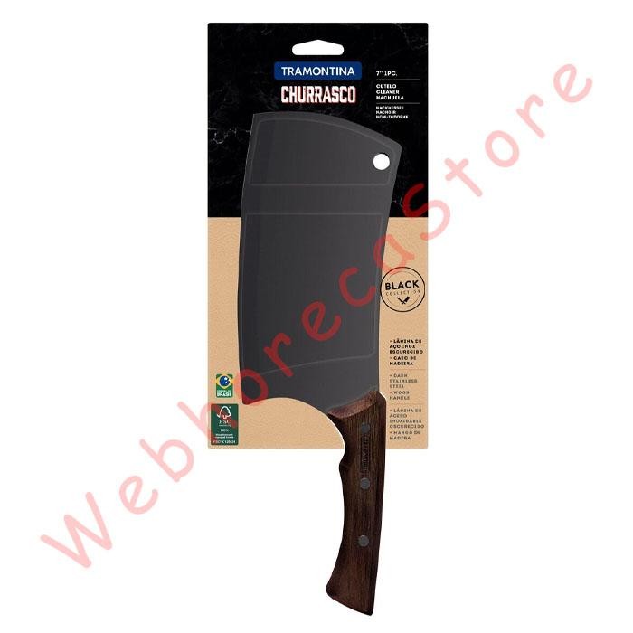 Tramontina Churrasco Black Cleaver 7"/ Pisau Golok Parang Gagang Kayu