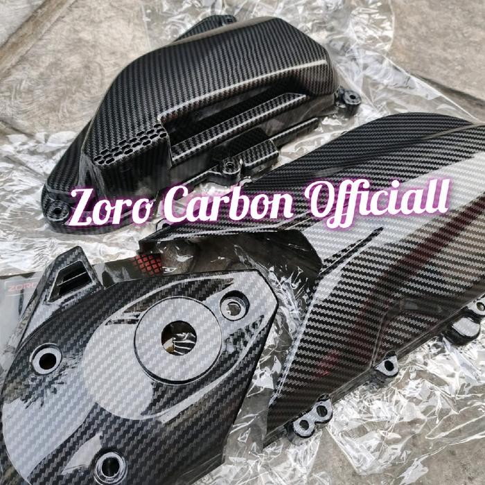 Terlaris Paket Cover Carbon Tutup Cvt / Tutup Filter / Tutup Keong Beat New Deluxe / Beat Street /