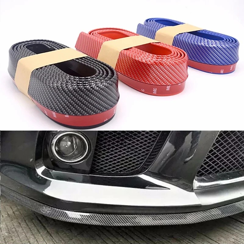 Car Bumper Lip Stickers Soft Carbon Fiber Car Rubber Bumper Strip Outside Bumper Front Lip Car Bumpe