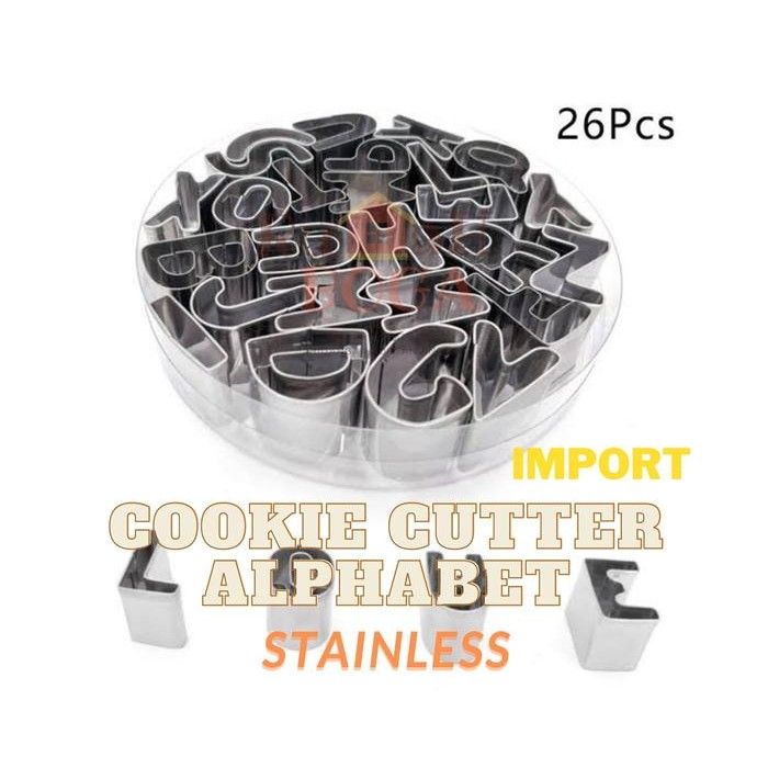 Cetakan Mini Cookie Cutter Huruf Alphabet Kue Kering Stainless Import
