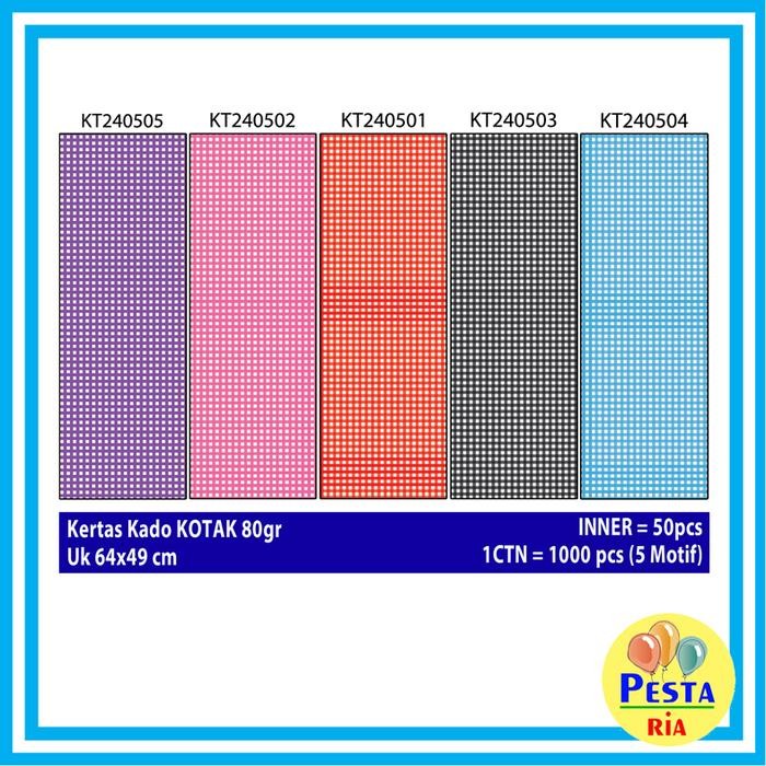 Murah (10 Pcs) Kertas kado KOTAK, kertas kado motif Kotak, kertas kado bungkus hadiah ulang tahun