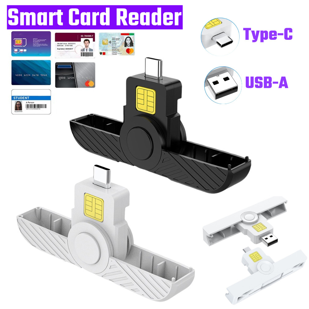 Portable Smart Card Reader Type-C USB Card Reader ID CAC Card Reader for SIM Chip ID Card for