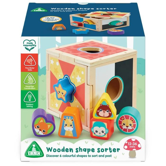 ELC Wooden Shape Sorter - Mainan Edukasi Balok Kayu Anak Bayi