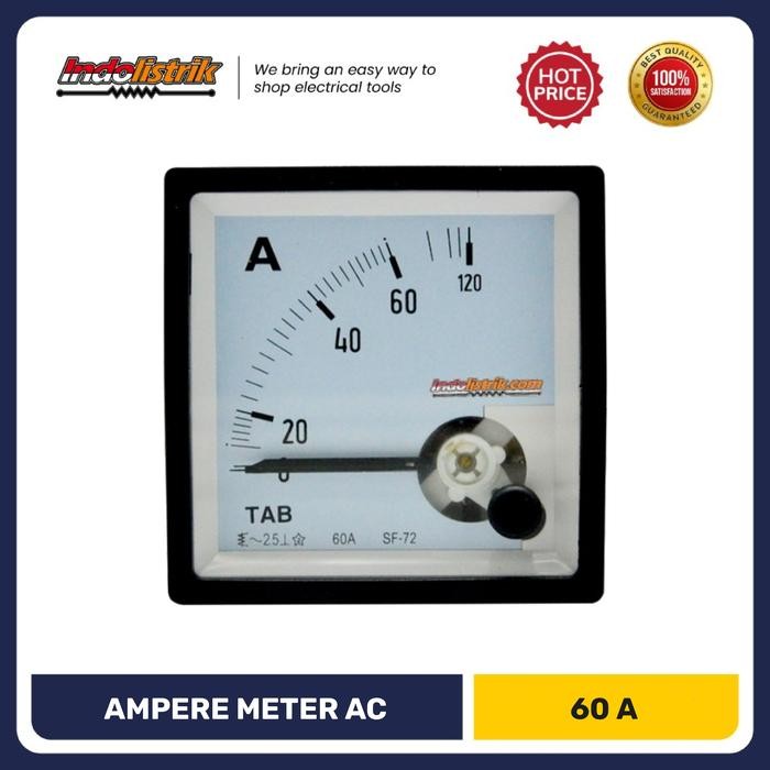 AMPERE METER ANALOG AC 60 A DIRECT 72 X 72 TAB