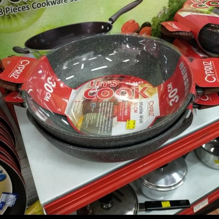 Terbaik Cypruz - Marble Wok / Wajan Masak Ki0645 .. 30 Cm 100% Ori