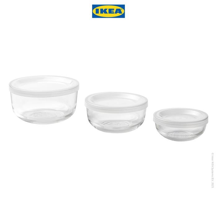 BESTAMMA Wadah / Kotak Makan Dengan Tutup Set Isi 3cm Kaca
