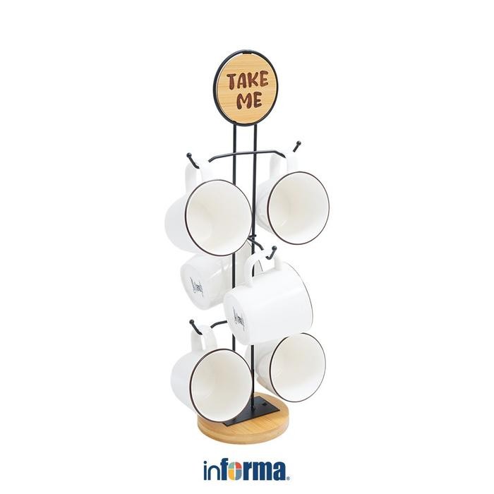 SIAPKIRIM APPETITE 260 ML SET 6 PCS MARU MUG DENGAN RAK - PUTIH READY STOCK