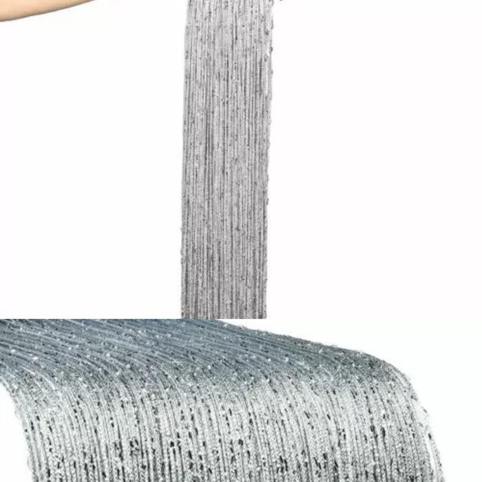 mhho- Tirai Benang Silver Glitter 3X3