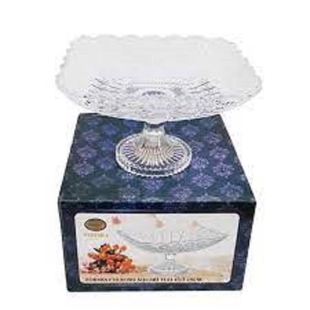 Formia Piring / Mangkok Kaki Segi Dalam / Tempat Buah Kristal 28Cm