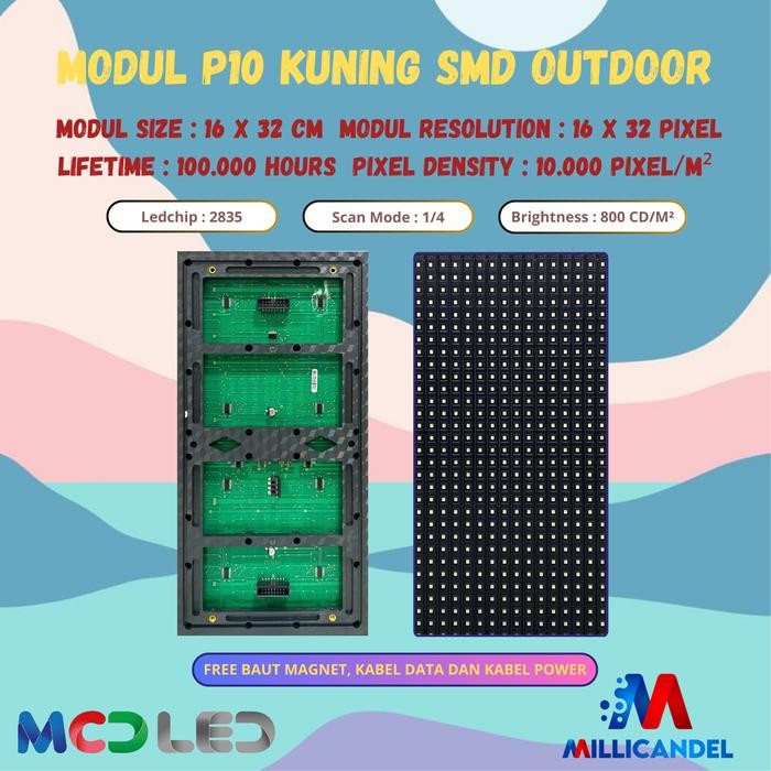 qez7- Panel Modul Led P10 Smd Merah Hijau Putih Biru Kuning Semi & Outdoor