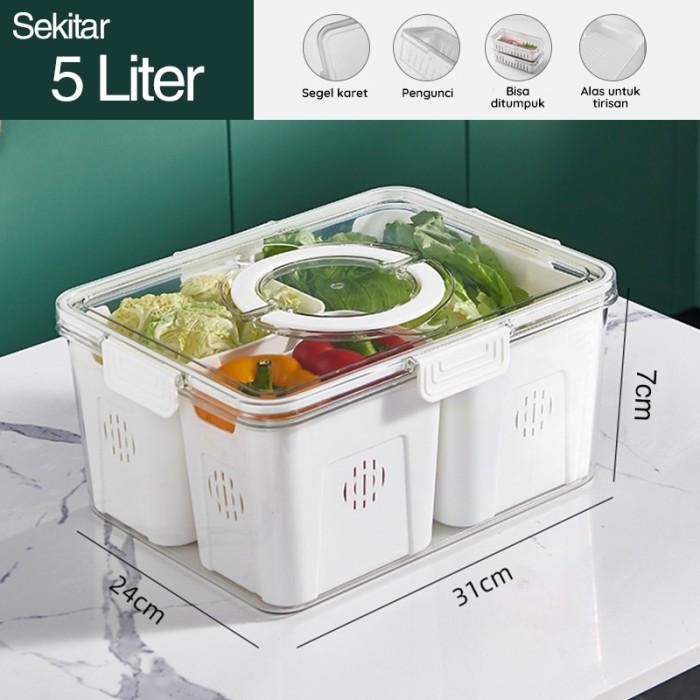 ASLI MEGAM Food Container Kulkas Toples Plastik Tempat Makanan Kotak Kecil Storage Kontainer Box HWQ
